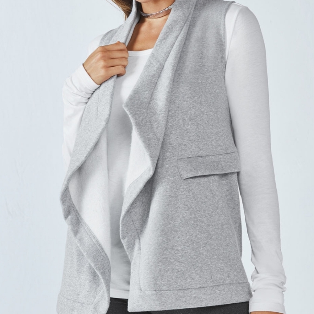 Fabletics Mina Open Gray Fleece Vest sz M